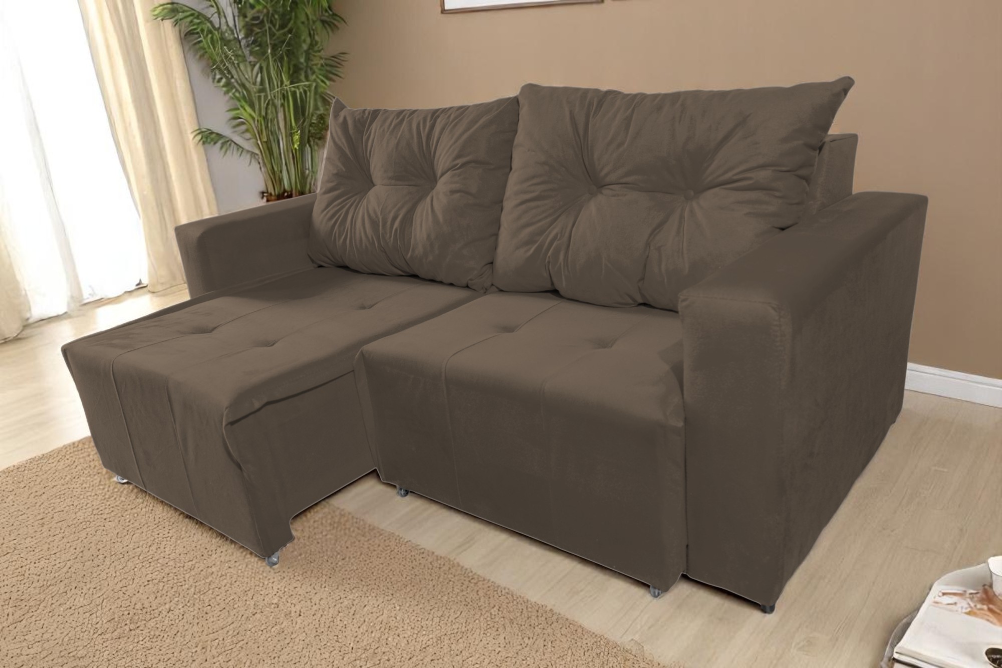 SOFÁ RETRATIL TEXAS MARROM 2 LUGARES 3 SOFÁ RETRATIL TEXAS MARROM 2 LUGARES 3