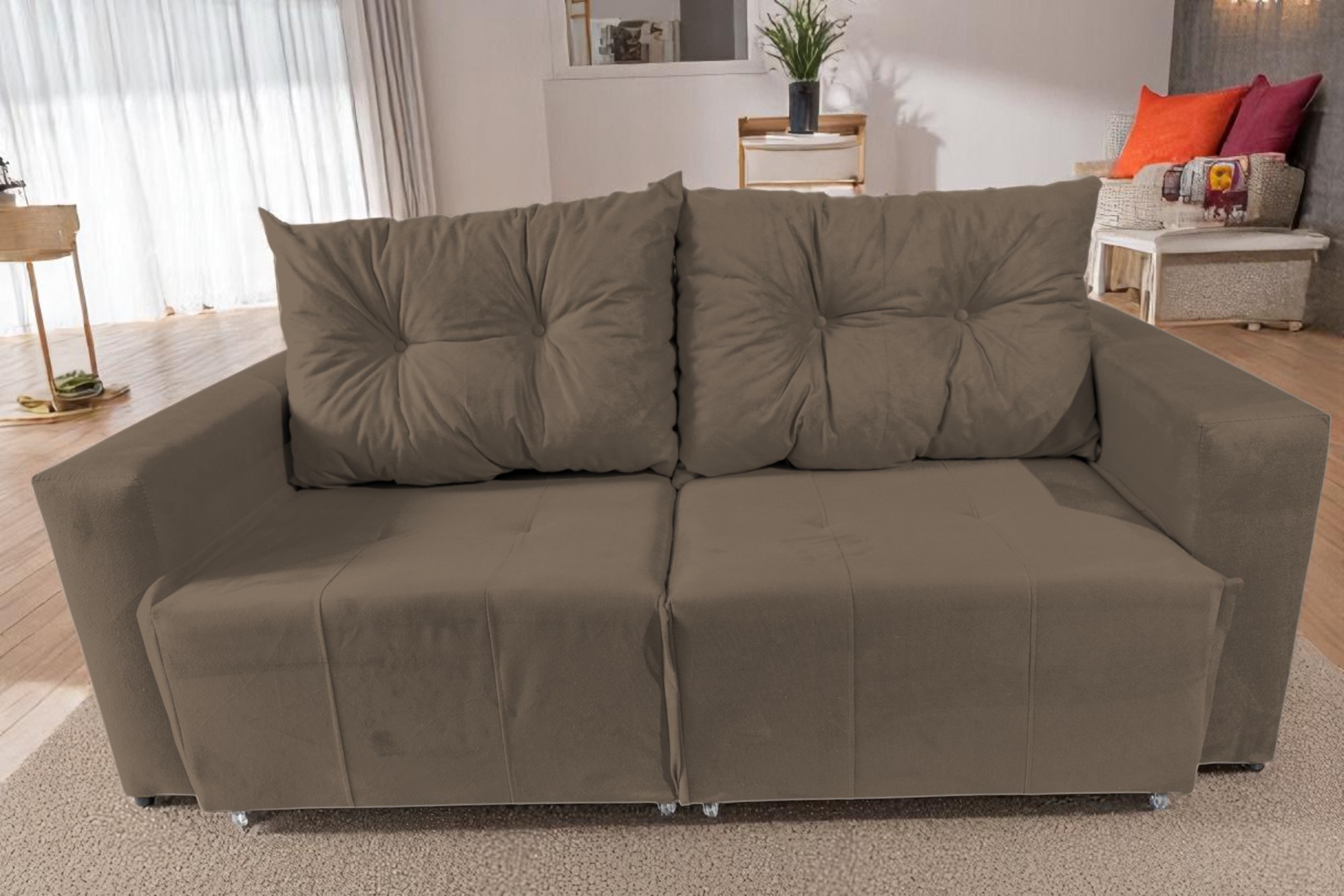 SOFÁ RETRATIL TEXAS MARROM 2 LUGARES 5 SOFÁ RETRATIL TEXAS MARROM 2 LUGARES 5