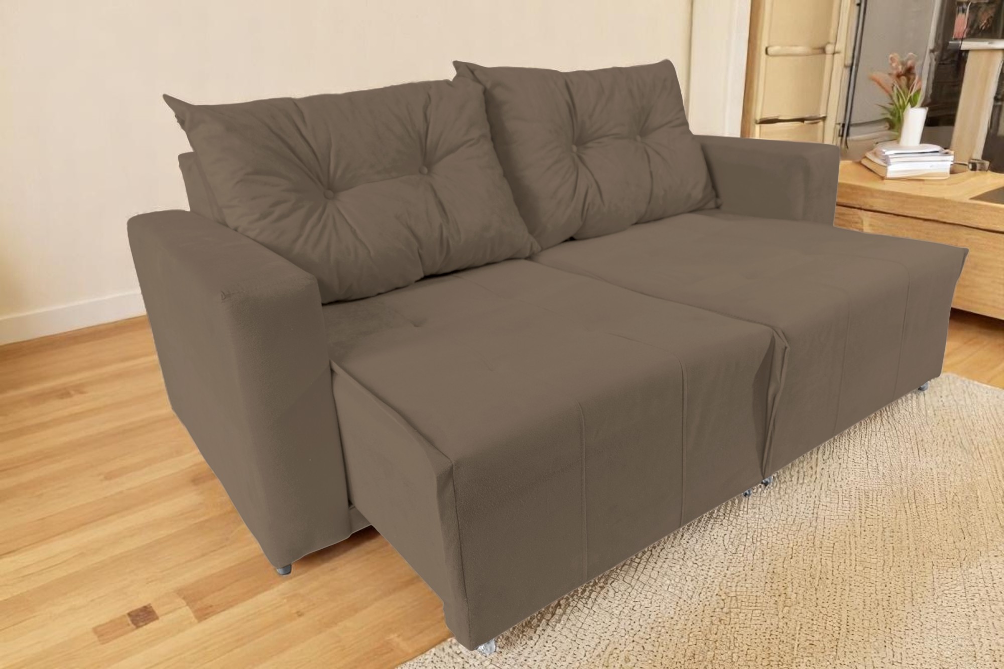 SOFÁ RETRATIL TEXAS MARROM 2 LUGARES 6 SOFÁ RETRATIL TEXAS MARROM 2 LUGARES 6