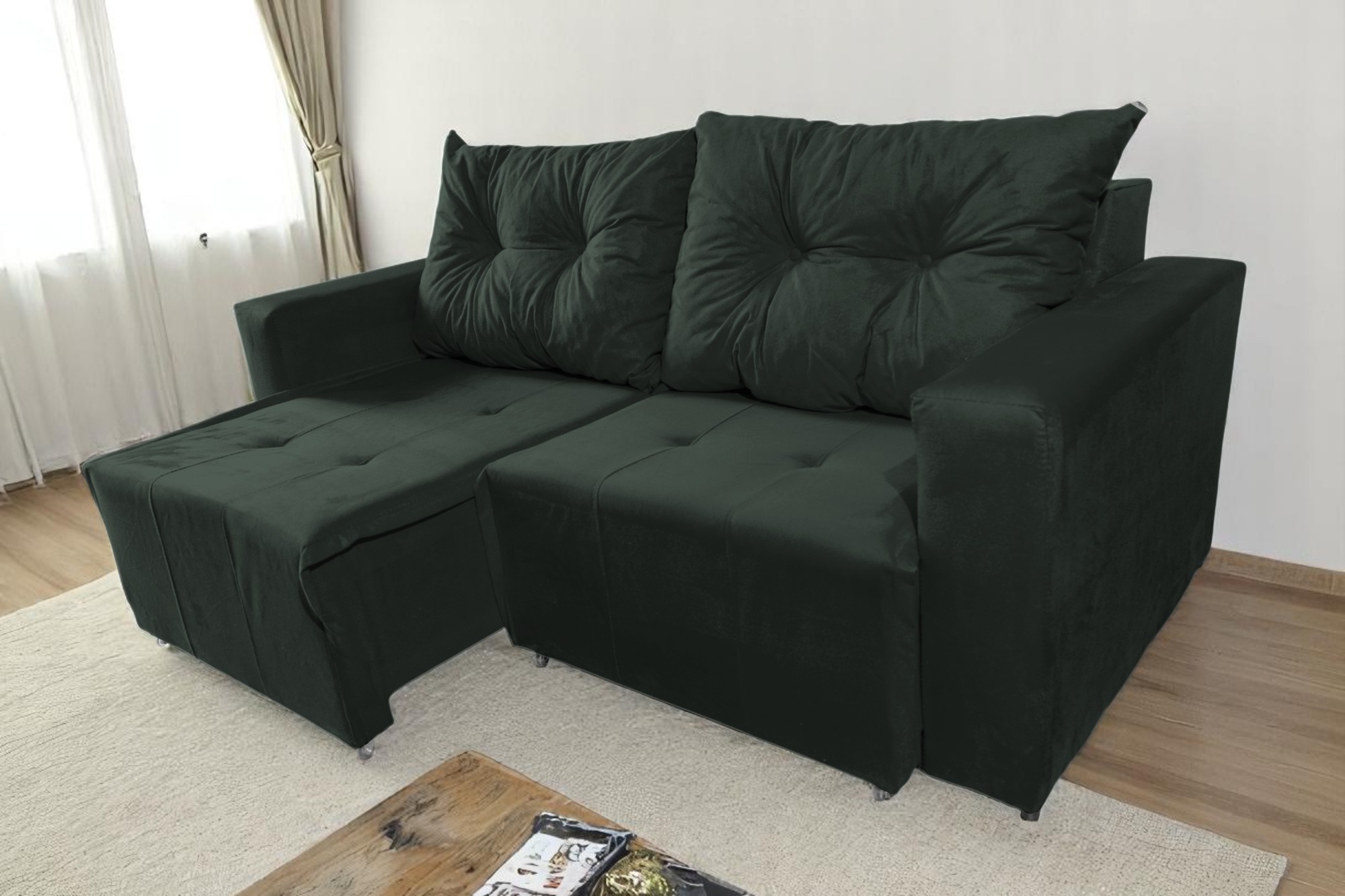 SOFÁ RETRATIL TEXAS VERDE 2 LUGARES 2 SOFÁ RETRATIL TEXAS VERDE 2 LUGARES 2