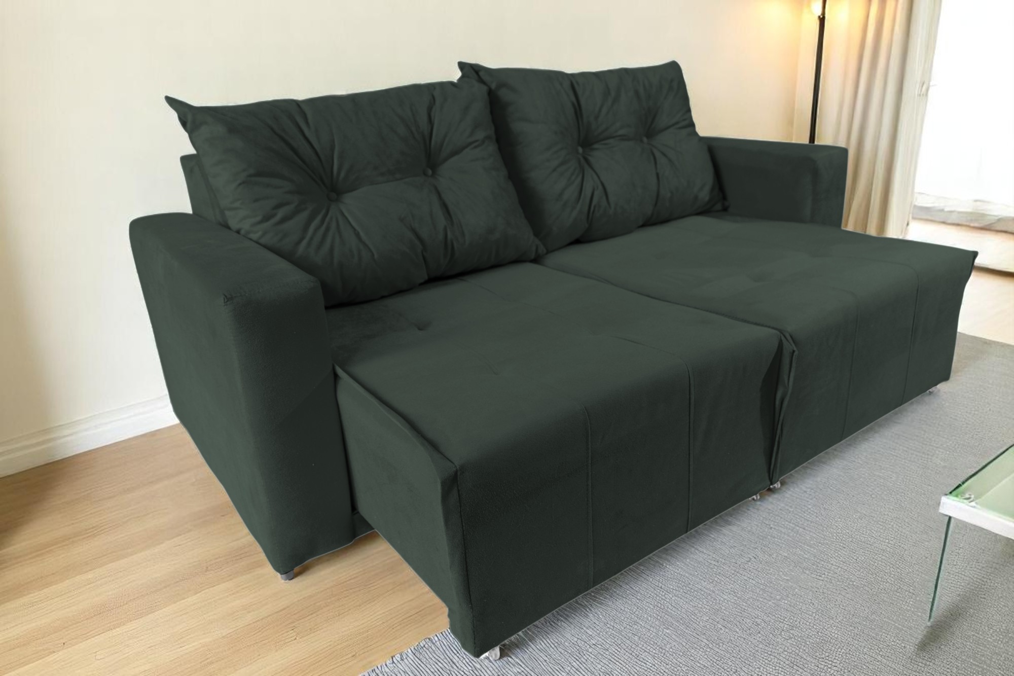 SOFÁ RETRATIL TEXAS VERDE 2 LUGARES 6 SOFÁ RETRATIL TEXAS VERDE 2 LUGARES 6