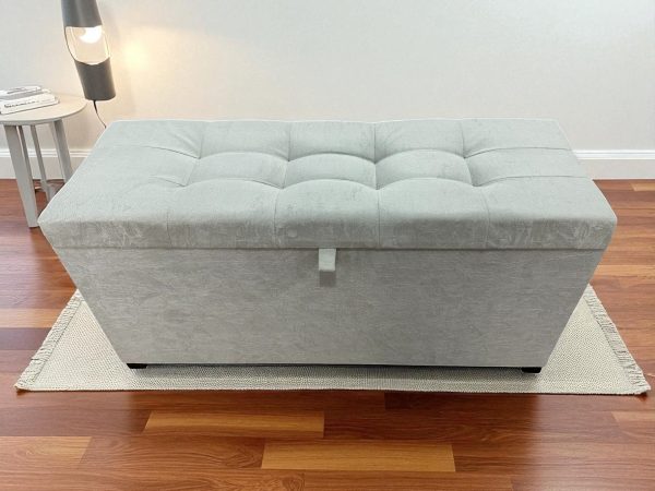 Recamier Puff Baú Decorativo 1 Metro – Cinza Claro