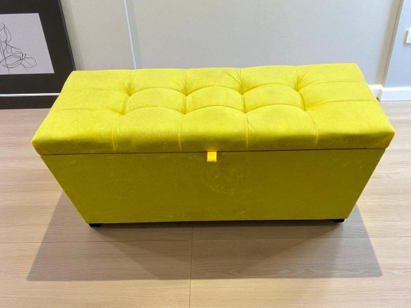 Recamier Puff Baú Decorativo 1 Metro – Suede Amarelo