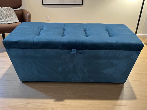 Recamier Puff Baú Decorativo 1 Metro – Azul Marinho