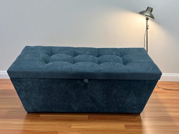 Recamier Puff Baú Decorativo 1 Metro – Cinza Escuro